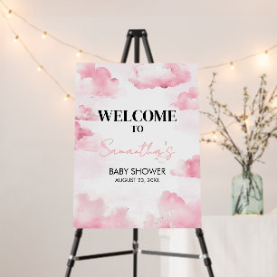 Pink On Cloud Nine Baby Shower Welcome Sign