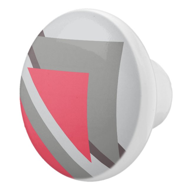 Pink on gray ceramic knob (Right)