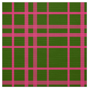 Pink On Green Plaid Lines Design  Fabric