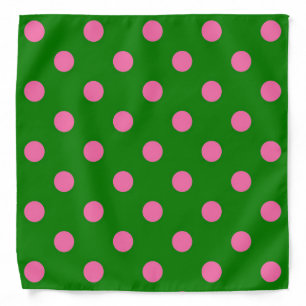 Pink On Green Polka Dots Pattern Design Bandana