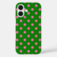 Pink On Green Polka Dots Pattern Design