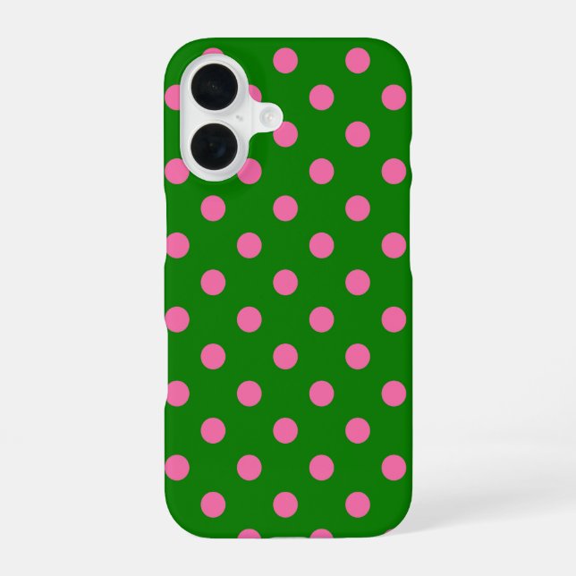 Pink On Green Polka Dots Pattern Design  Iphone Case (Back)