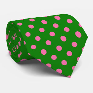 Pink On Green Polka Dots Pattern Design Neck Tie