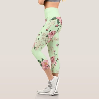 Pink on Green Vintage Floral