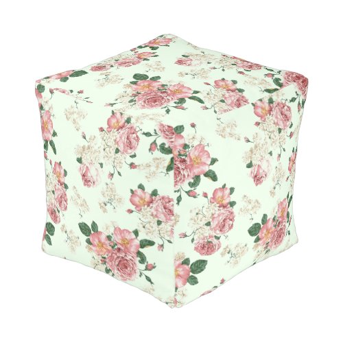 Pink on Green Vintage Floral
