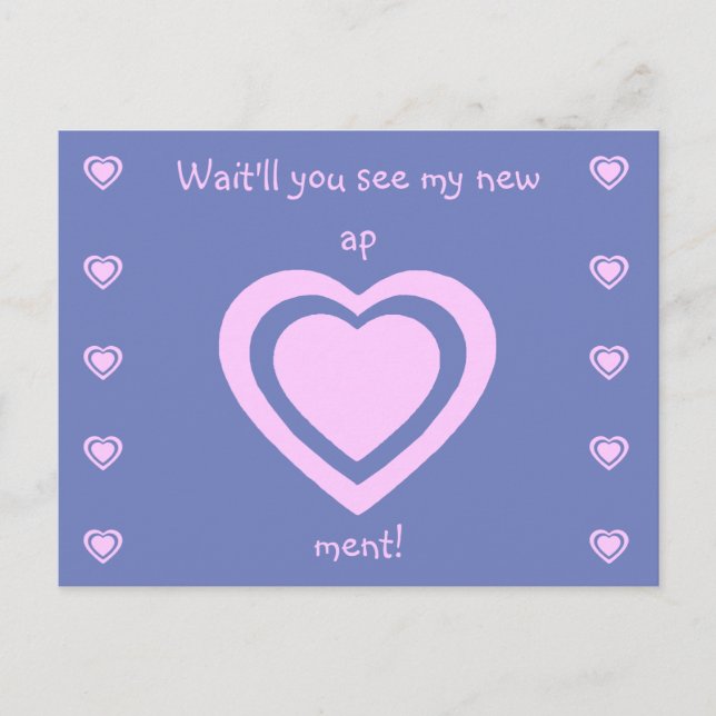 Pink on Lavender Moving New Apartment Announcement Postcard (Front)