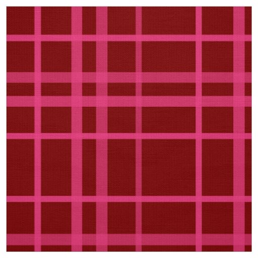 Pink On Maroon Red Tartan Plaid Pattern Design  Fabric