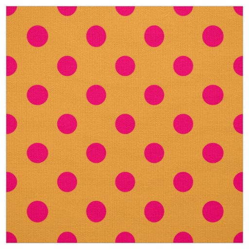Pink On Orange Polka Dots Pattern Design  Fabric
