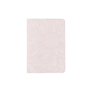 Pink on Pale Pink Chrysanthemums with Name Passport Holder