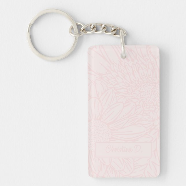 Pink on Pale Pink Chrysanthemums with Photo Keychain (Front)