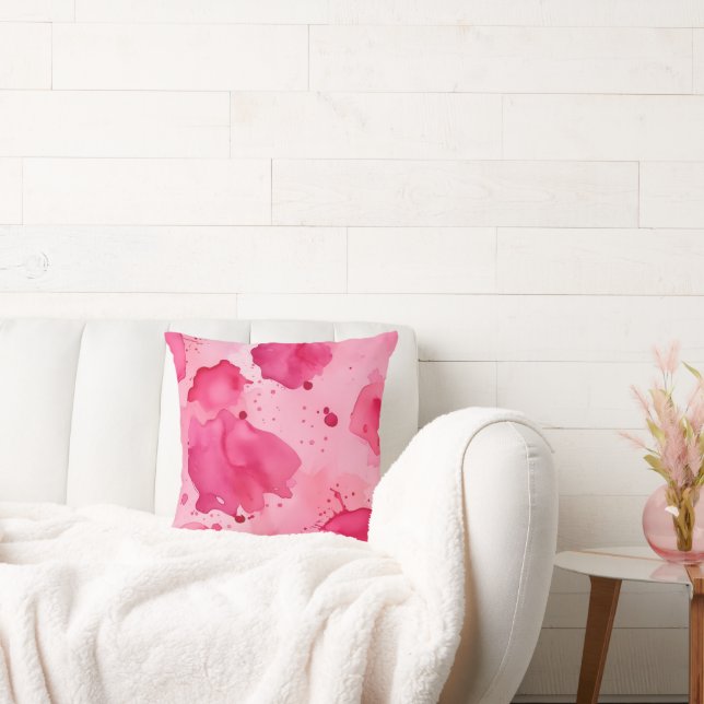Pink on Pink Abstract Throw Pillow (Couch)