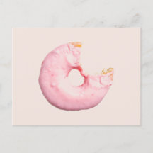 pink on pink bitten donut printed postcard