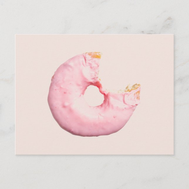 pink on pink bitten donut printed postcard (Front)