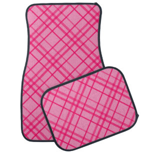 Pink On Pink Grid Line Plaid Design Car Floor Mat