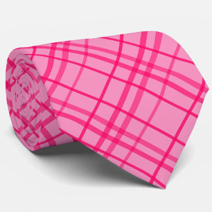Pink On Pink Grid Line Plaid Design Neck Tie