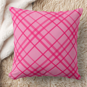 Pink On Pink Grid Line Plaid Design Throw Pillow
