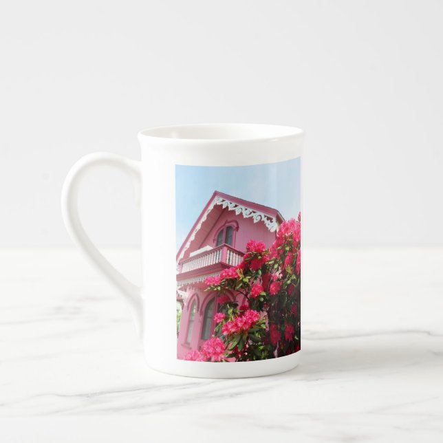 Pink on Pink - Martha's Vineyard Bone China Mug (Left)