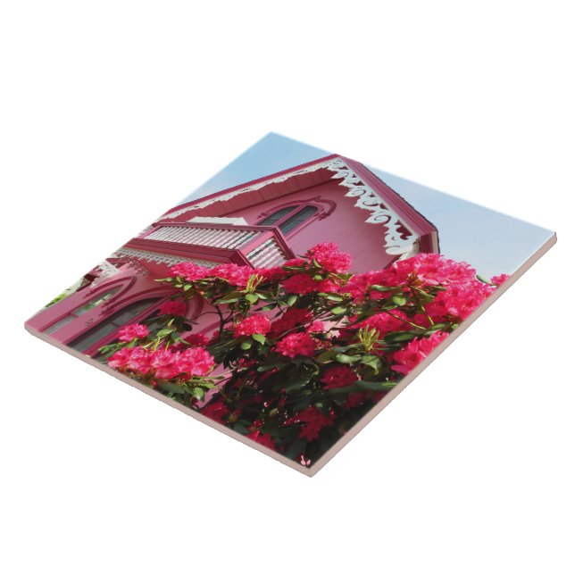 Pink on Pink - Martha's Vineyard Ceramic Tile (Side)