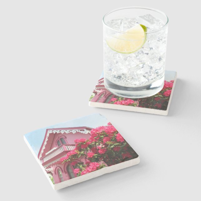 Pink on Pink - Martha's Vineyard Stone Coaster (Side)
