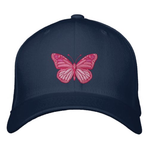 Pink on Pink Monarch Butterfly Embroidered Baseball Cap