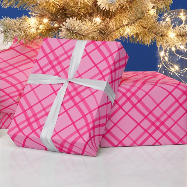 Pink On Pink Tartan Plaid Pattern Design  Wrapping Paper (Creator Uploaded)