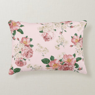 Pink on Pink Vintage Floral Accent Pillow