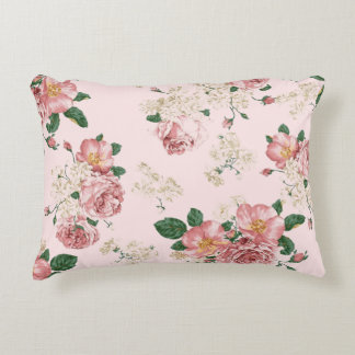 Pink on Pink Vintage Floral  Accent Pillow