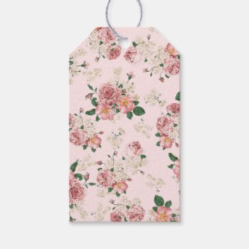 Pink On Pink Vintage Floral  Gift Tags by kahmier at Zazzle
