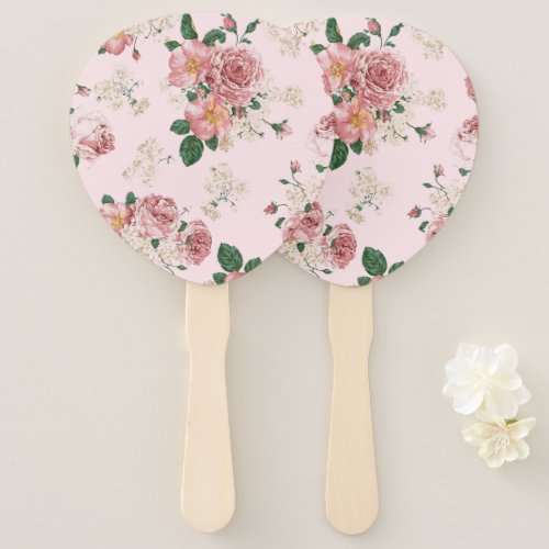 Pink on Pink Vintage Floral  Hand Fan