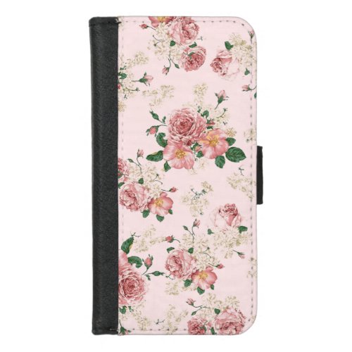 Pink on Pink Vintage Floral  iPhone 87 Wallet Case