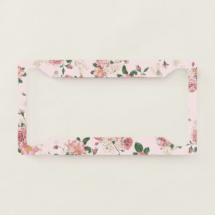 Pink on Pink Vintage Floral  License Plate Frame