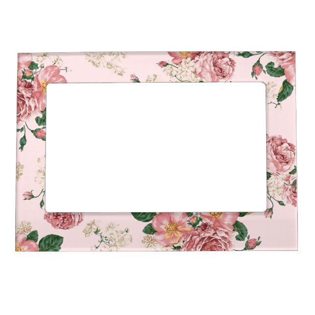 Pink on Pink Vintage Floral  Magnetic Frame (Front)
