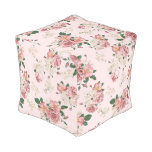 Pink On Pink Vintage Floral  Pouf at Zazzle