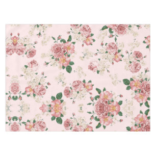 Pink on Pink Vintage Floral Tablecloth