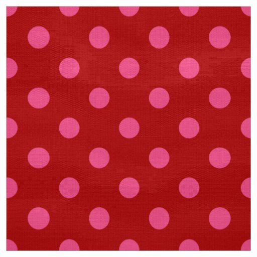 Pink On Red Polka Dots Pattern Design  Fabric
