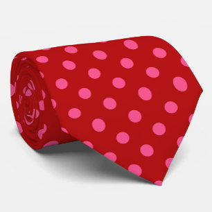 Pink On Red Polka Dots Pattern Design  Neck Tie