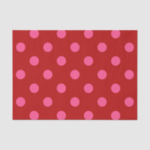 Pink On Red Polka Dots Pattern Design  Tissue Paper