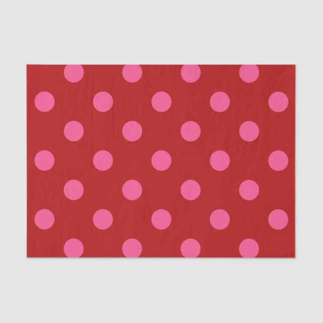 Pink On Red Polka Dots Pattern Design  Tissue Paper (Front)