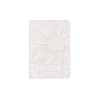 Pink on White Chrysanthemums with Name Passport Holder