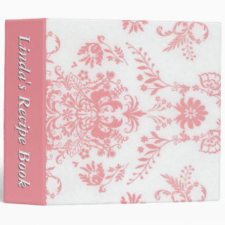Pink on White Damask Personalized Binder