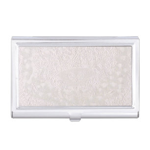 Pink On White Decorative Lace Business Card Case
