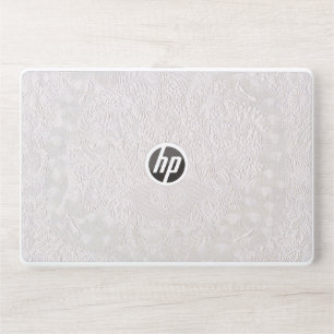 Pink On White Decorative Lace HP Laptop Skin
