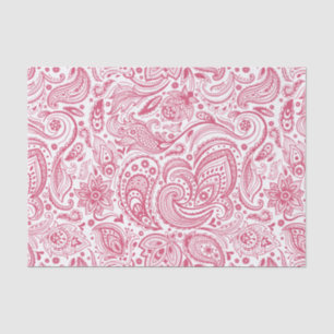 Pink On White Floral Vintage Paisley Pattern Tissue Paper