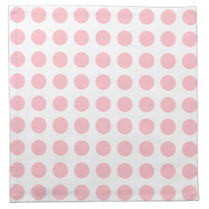 Pink on White Large Size Horizontal Polka Dots Cloth Napkin