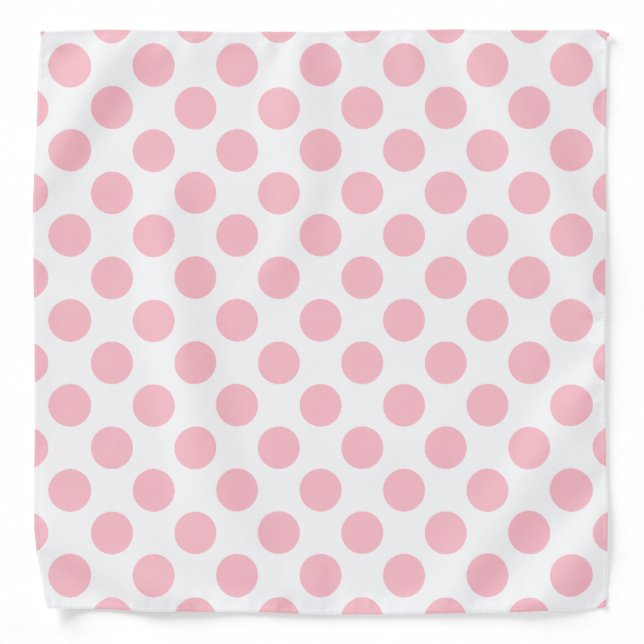 Pink on White Large Size Polka Dots Bandana (Front)