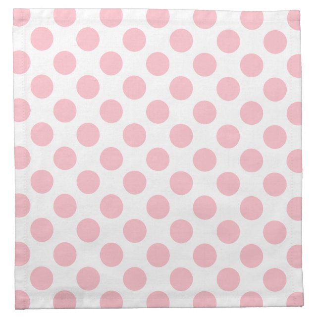 Pink on White Large Size Polka Dots Cloth Napkin (Front)
