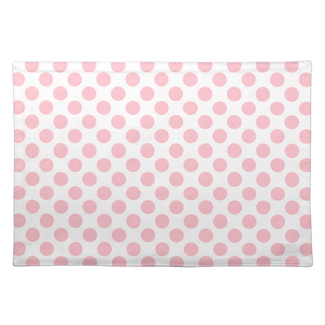 Pink on White Large Size Polka Dots Cloth Placemat (Front)