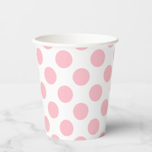 Pink on White Large Size Polka Dots Paper Cups