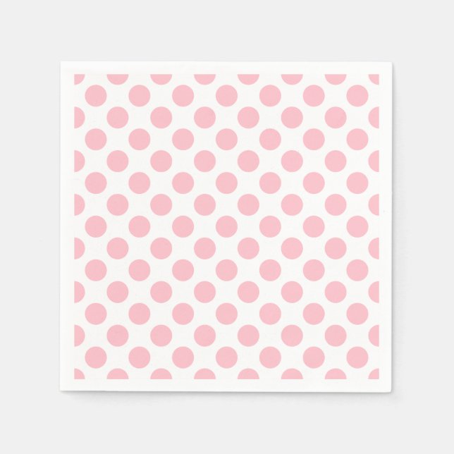 Pink on White Large Size Polka Dots Paper Napkins (Front)