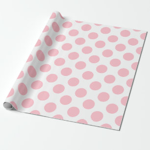 Pink on White Large Size Polka Dots Wrapping Paper